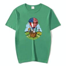 Maglietta a maniche corte in modal con scollo rotondo e stampa a palloncino, stampa su richiesta, taglia: XXXXXL (verde scuro)