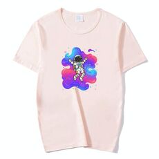 T-shirt a maniche corte in modal con scollo rotondo e stampa astronauta, stampa su richiesta, taglia: XL (arancione)