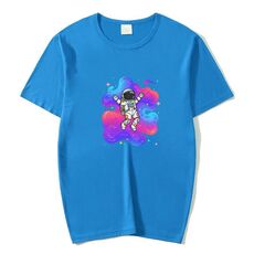 T-shirt a maniche corte in modal con scollo rotondo e stampa astronauta, stampa su richiesta, taglia: XL (grigio)
