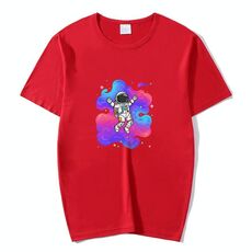 T-shirt a maniche corte in modal con scollo rotondo e stampa astronauta, stampa su richiesta, taglia: XXL (nero)