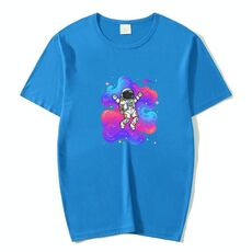 T-shirt a maniche corte in modal con scollo rotondo e stampa astronauta, stampa su richiesta, taglia: XXL (grigio)