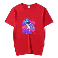 T-shirt a maniche corte in modal con scollo rotondo e stampa astronauta, stampa su richiesta, taglia: XXXL (nero)