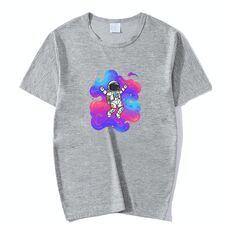 T-shirt a maniche corte in modal con scollo rotondo e stampa astronauta, stampa su richiesta, taglia: XXXL (blu lago)