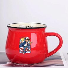 Tazza per acqua con pancia grande in ceramica stampata da ragazzo, stampa su richiesta (rosso)
