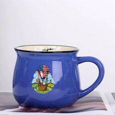 Tazza per acqua con stampa a palloncino in ceramica con pancia grande, stampa su richiesta (blu scuro)