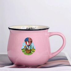 Tazza per acqua con stampa a palloncino in ceramica con pancia grande, stampa su richiesta (rosa)