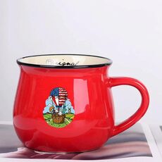 Tazza per acqua con stampa a palloncino in ceramica con pancia grande, stampa su richiesta (rosso)