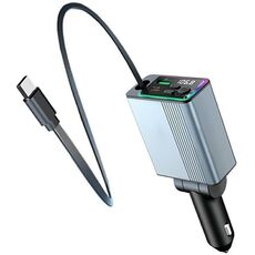 C77 Caricabatteria da auto Trasmettitore FM Adattatore di ricarica rapida con cavo estensibile di tipo C PD 30W
