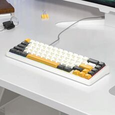 AULA F65 67 tasti 2.4G / BT / cablata Tre modelli RGB Gaske tastiera meccanica (asse grigio bianco giallo-blu)