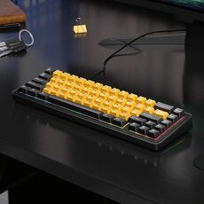 Tastiera meccanica AULA F65 67 tasti 2.4G / BT / cablata a tre modelli RGB Gaske (asse nero giallo-blu)