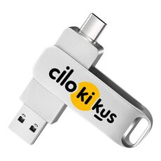 Chiavetta USB rotante in metallo USB2.0/Tipo-C Stampa su richiesta, memoria: 64 GB (cilokikus)