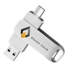 Unità flash USB rotante in metallo USB2.0 / Type-C Stampa su richiesta, memoria: 64 GB (BRANN OSUM)