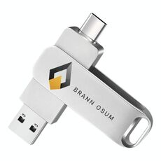 Unità flash USB rotante in metallo USB2.0 / Type-C Stampa su richiesta, memoria: 256 GB (BRANN OSUM)