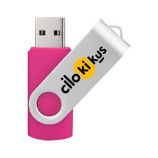 Unità flash USB 2.0 rotante in metallo colorato Stampa su richiesta, memoria: 32 GB (rosso rosa)