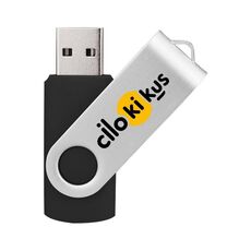 Unità flash USB 2.0 rotante in metallo colorato Stampa su richiesta, memoria: 32 GB (nero)