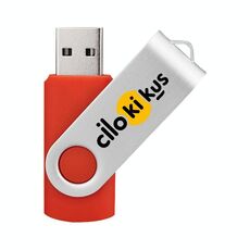 Unità flash USB 2.0 rotante in metallo colorato Stampa su richiesta, memoria: 64 GB (rosso)
