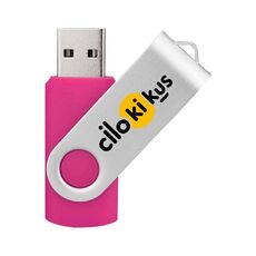 Unità flash USB 2.0 rotante in metallo colorato Stampa su richiesta, memoria: 64 GB (rosso rosa)