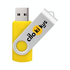 Unità flash USB 2.0 rotante in metallo colorato Stampa su richiesta, memoria: 64 GB (giallo)