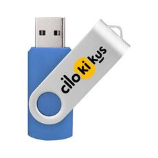 Unità flash USB 2.0 rotante in metallo colorato Stampa su richiesta, memoria: 64 GB (blu)