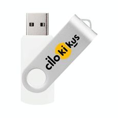 Unità flash USB 2.0 rotante in metallo colorato Stampa su richiesta, memoria: 128 GB (bianco)