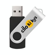 Unità flash USB 2.0 rotante in metallo colorato Stampa su richiesta, memoria: 128 GB (nero)