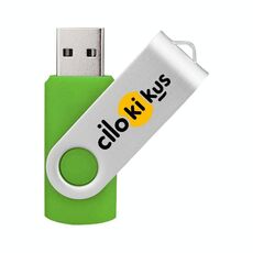 Unità flash USB 2.0 rotante in metallo colorato Stampa su richiesta, memoria: 128 GB (verde)