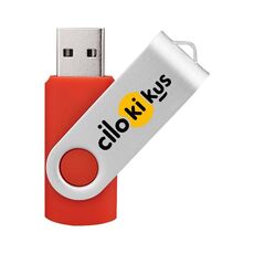 Unità flash USB 2.0 rotante in metallo colorato Stampa su richiesta, memoria: 256 GB (rosso)