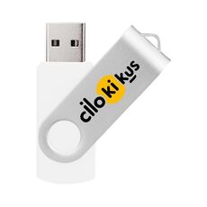 Unità flash USB 2.0 rotante in metallo colorato Stampa su richiesta, memoria: 256 GB (bianco)