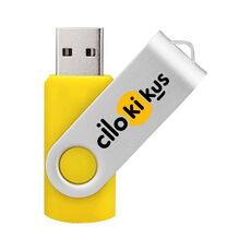 Unità flash USB 2.0 rotante in metallo colorato Stampa su richiesta, memoria: 256 GB (giallo)