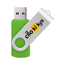 Unità flash USB 2.0 rotante in metallo colorato Stampa su richiesta, memoria: 256 GB (verde)