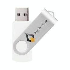 Unità flash USB 2.0 rotante in metallo colorato Stampa su richiesta, memoria: 8 GB (bianco)