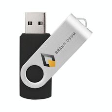 Unità flash USB 2.0 rotante in metallo colorato Stampa su richiesta, memoria: 16 GB (nero)