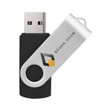 Unità flash USB 2.0 rotante in metallo colorato Stampa su richiesta, memoria: 128 GB (nero)