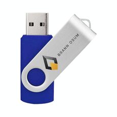 Unità flash USB 2.0 rotante in metallo colorato Stampa su richiesta, memoria: 128 GB (blu scuro)
