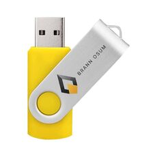 Unità flash USB 2.0 rotante in metallo colorato Stampa su richiesta, memoria: 128 GB (giallo)