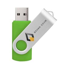 Unità flash USB 2.0 rotante in metallo colorato Stampa su richiesta, memoria: 128 GB (verde)