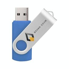 Unità flash USB 2.0 rotante in metallo colorato Stampa su richiesta, memoria: 128 GB (blu)