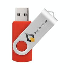 Unità flash USB 2.0 rotante in metallo colorato Stampa su richiesta, memoria: 256 GB (rosso)