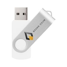 Unità flash USB 2.0 rotante in metallo colorato Stampa su richiesta, memoria: 256 GB (bianco)