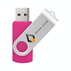 Unità flash USB 2.0 rotante in metallo colorato Stampa su richiesta, memoria: 256 GB (rosso rosa)