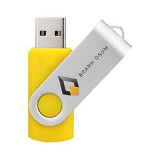 Unità flash USB 2.0 rotante in metallo colorato Stampa su richiesta, memoria: 256 GB (giallo)