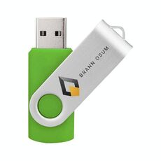 Unità flash USB 2.0 rotante in metallo colorato Stampa su richiesta, memoria: 256 GB (verde)