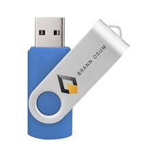 Unità flash USB 2.0 rotante in metallo colorato Stampa su richiesta, memoria: 256 GB (blu)