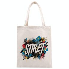Borsa in tela stampata con alfabeto, stampa su richiesta, dimensioni: 30x25 cm (beige)