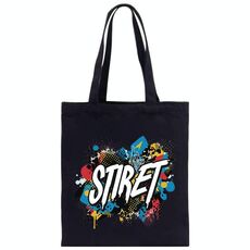 Borsa a mano in tela stampata con alfabeto, stampa su richiesta, dimensioni: 40x35 cm (nero)