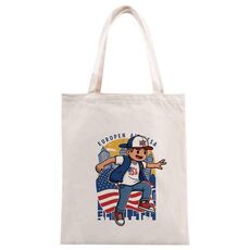 Borsa a mano in tela stampata da ragazzo, stampa su richiesta, dimensioni: 25x20 cm (beige)