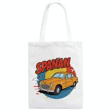 Borsa in tela stampata con auto, stampa su richiesta, dimensioni: 25x20 cm (bianco)