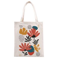 Borsa in tela stampata con fiori, stampa su richiesta, dimensioni: 25x20 cm (beige)