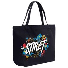 Borsa a mano in tela stampata con alfabeto, stampa su richiesta, dimensioni: 20x30x10 cm (nero)