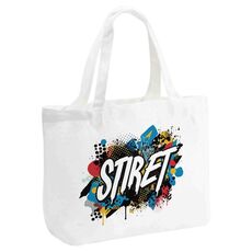 Borsa a mano in tela stampata con alfabeto, stampa su richiesta, dimensioni: 30x40x10 cm (bianco)